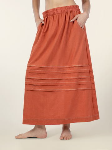 Archie Rust Skirt with Embroidery