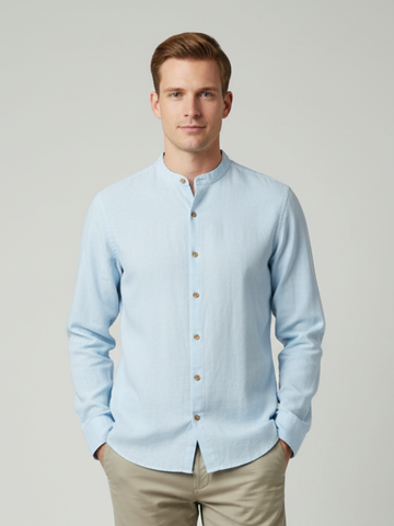 Kaza - Blue Shirt with Mandarin collar