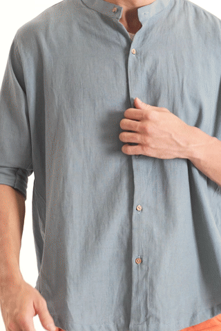 Taube - Grey Shirt with Mandarin collar