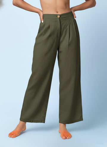 Mars- Olive Pleated Pants