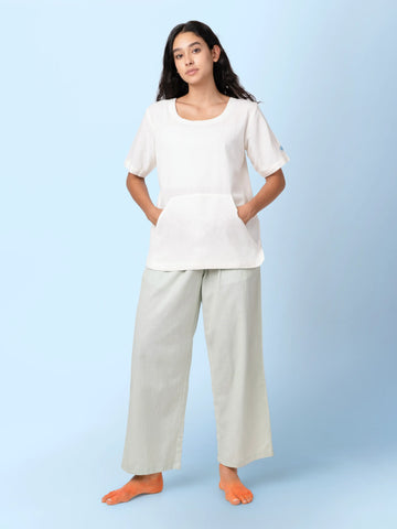 Skippy - Natural T Shirt with Kangaroo Pockets