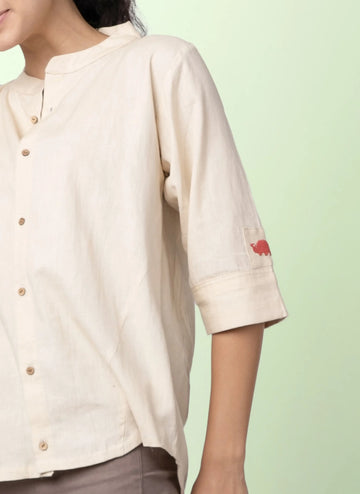 Taube - Beige Shirt with Mandarin collar