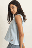 Vezee - Blue Sleeveless V neck Top