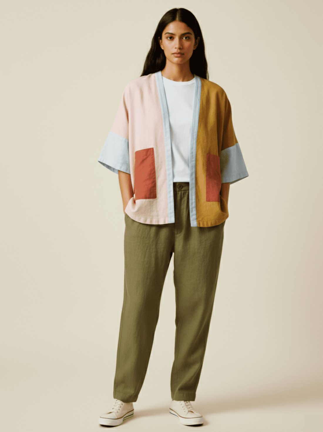 Patch & Flow Upcycled Kimono Jacket