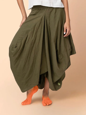 Hary - Olive Draped Harem Skirt
