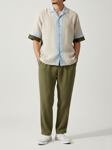 Elow Cuban Collar Panelled Shirt