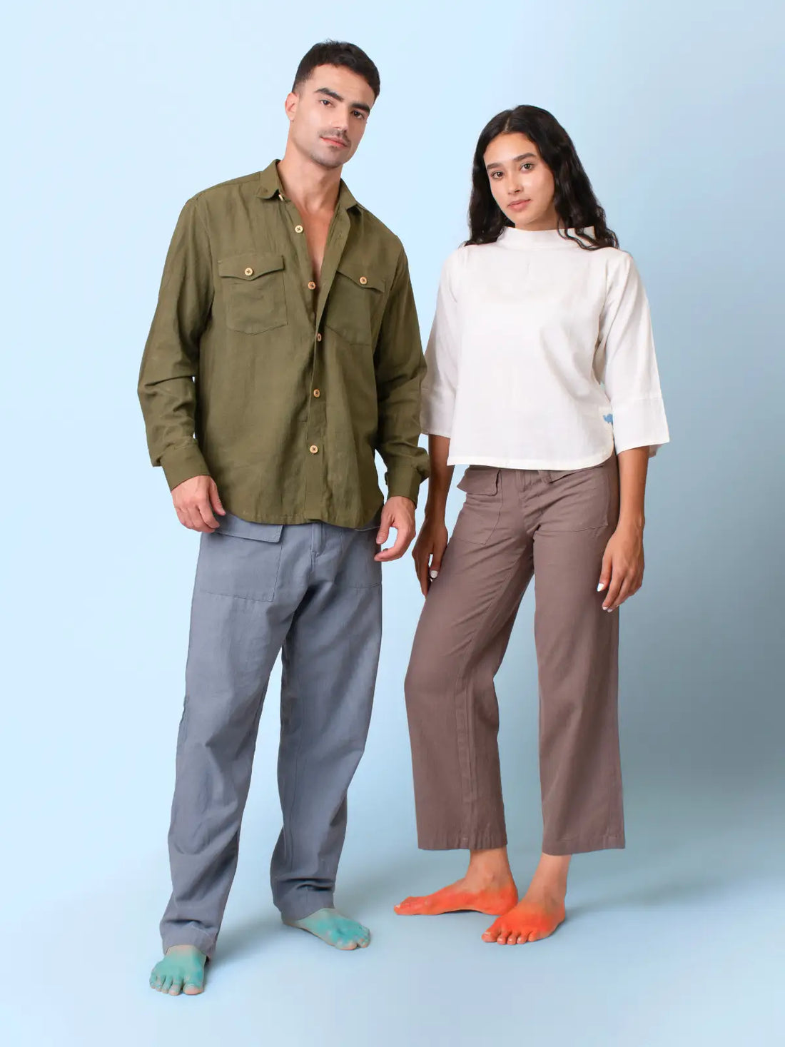 Canyon - Olive Unisex Shirt with Flap Pockets