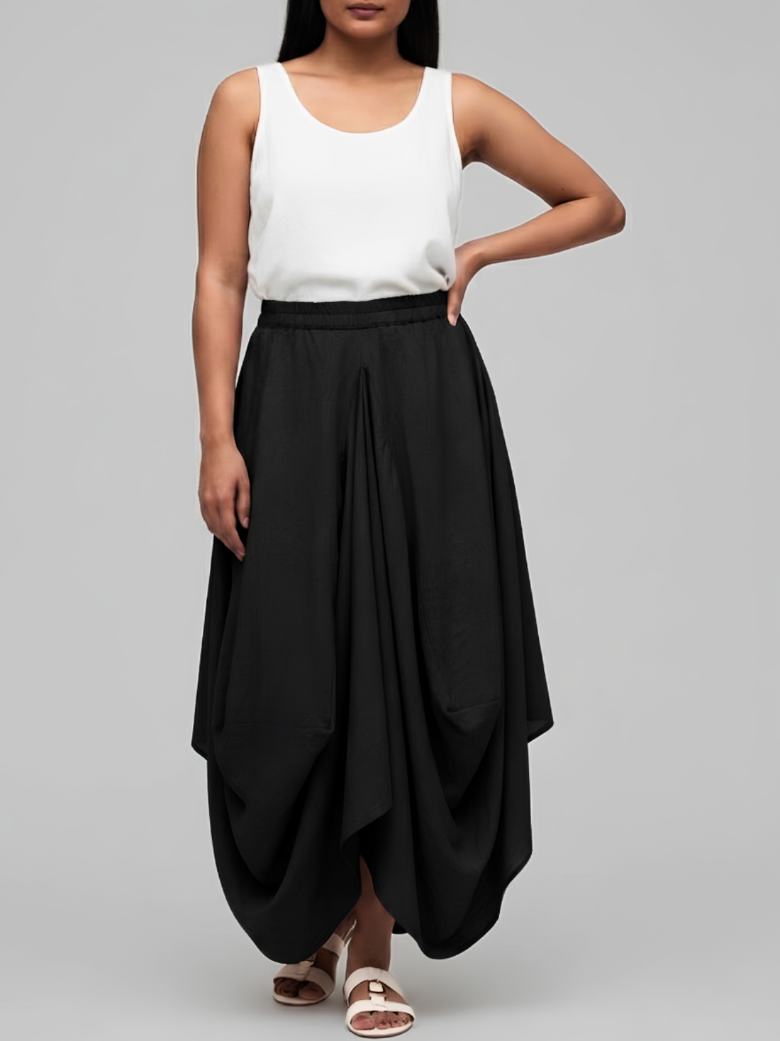 Hary - Black Draped Harem Skirt