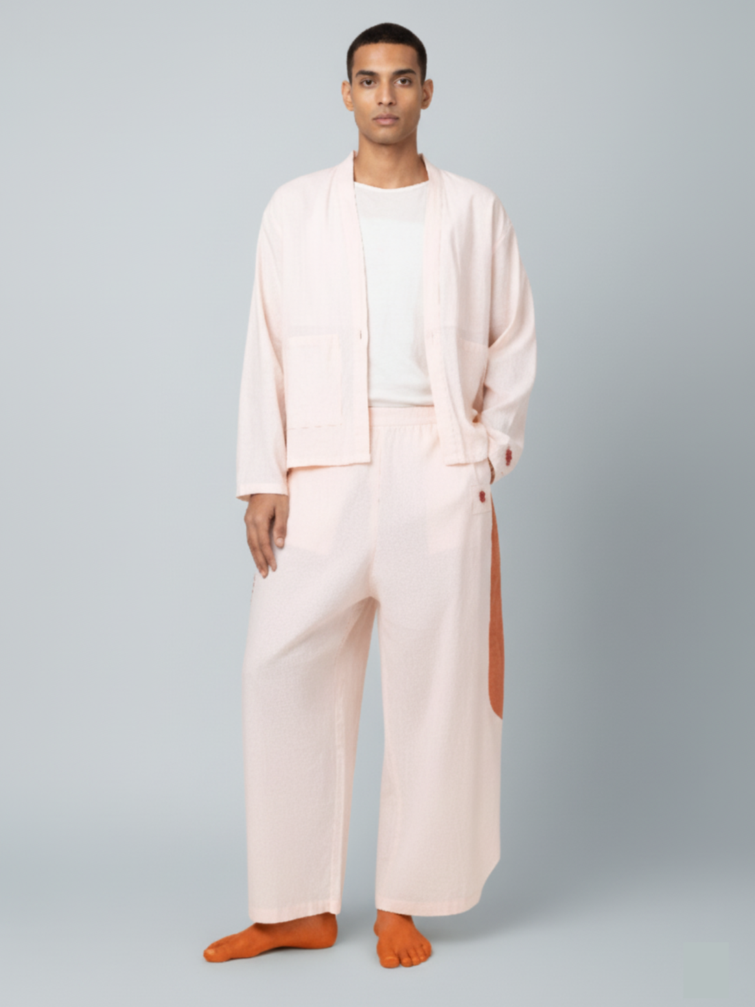 Tipa - Pink Flowy Pants with Side Panel