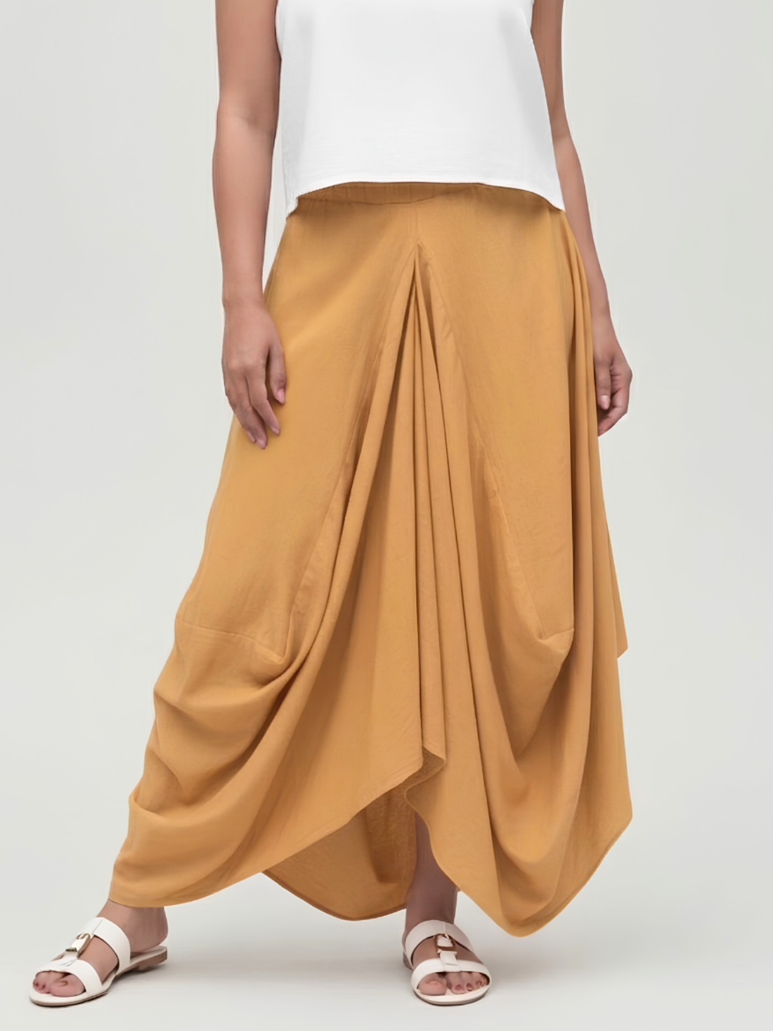 Hary - Mustard Draped Harem Skirt