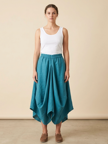 Hary - Teal Draped Harem Skirt