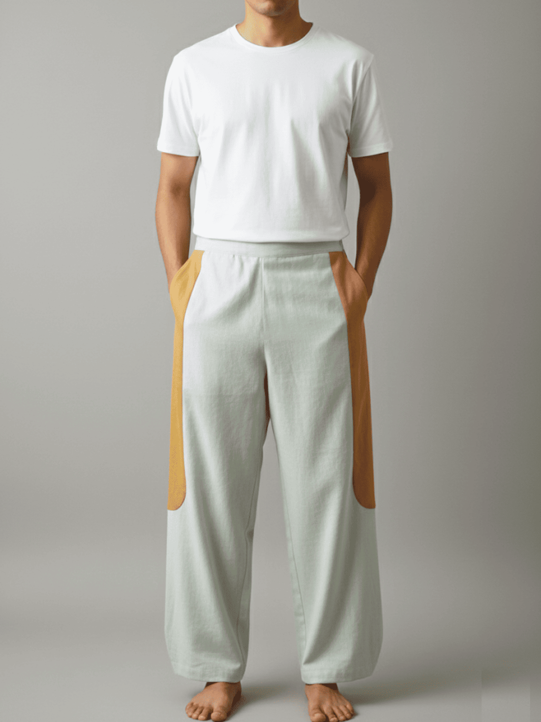 Tipa - Green Flowy Pants with Side Panel