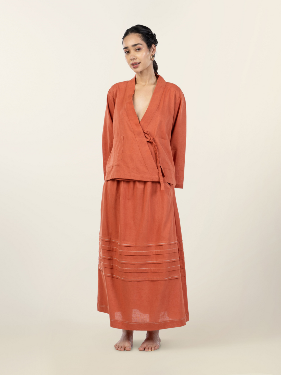 Archie Rust Skirt with Embroidery