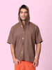 Nomad - Brown Hooded Shirt with Pockets