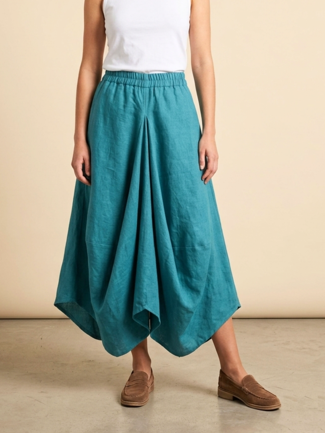 Hary - Teal Draped Harem Skirt