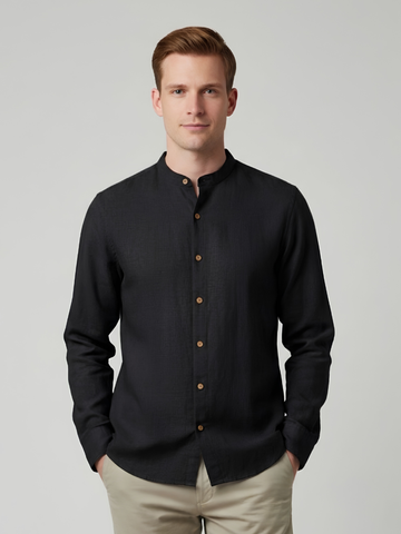 Kaza - Black Shirt with Mandarin collar