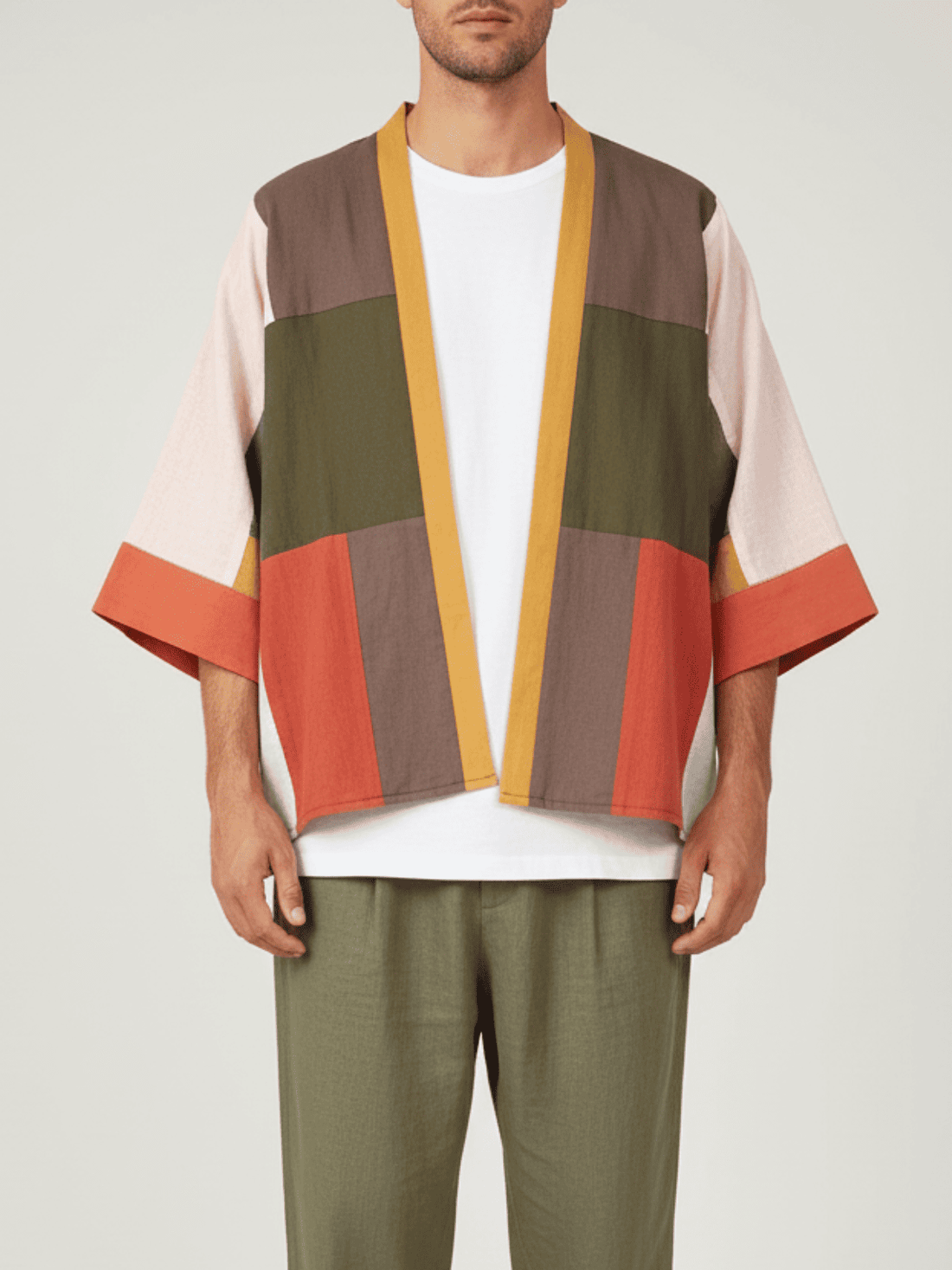 Roy Upcycled Color Block Kimono Jacket