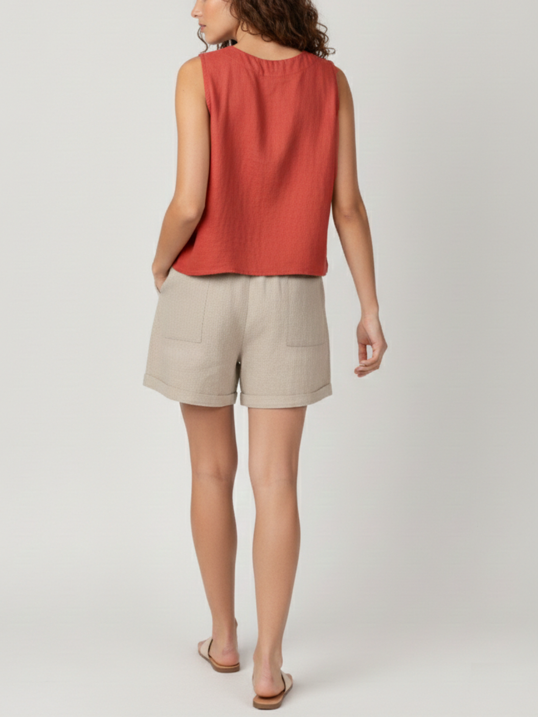 Vezee - Rust Sleeveless V-neck Top