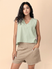 Vezee - Green Sleeveless V-neck Top