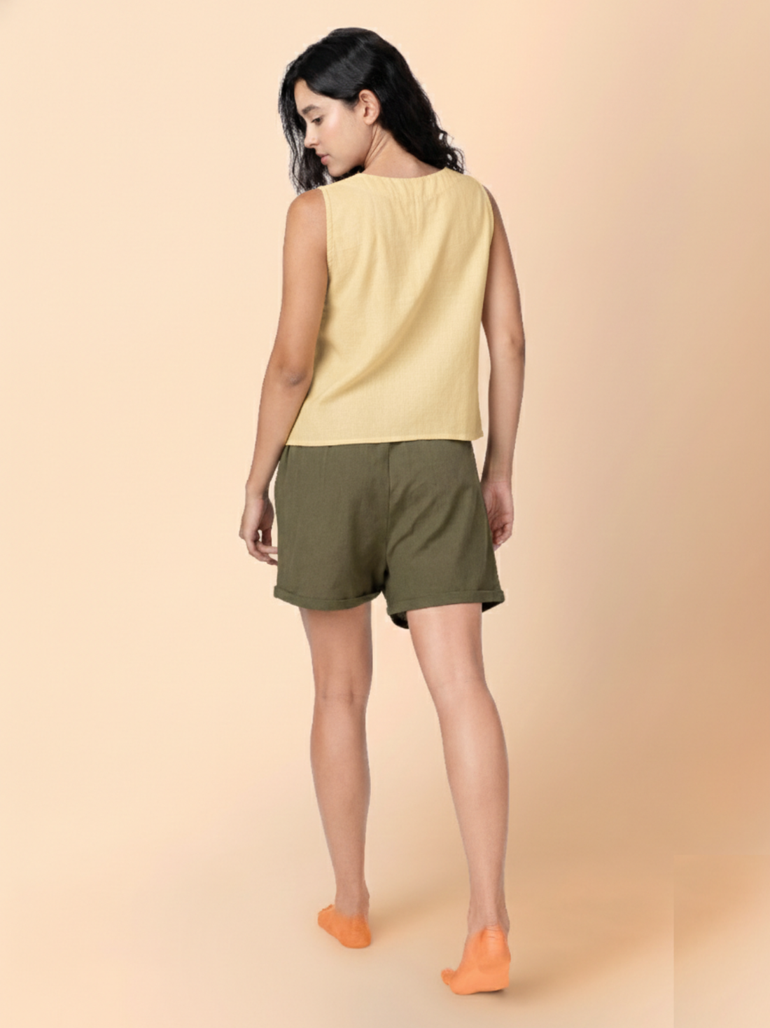 Vezee -Butter Yellow Sleeveless V-neck Top