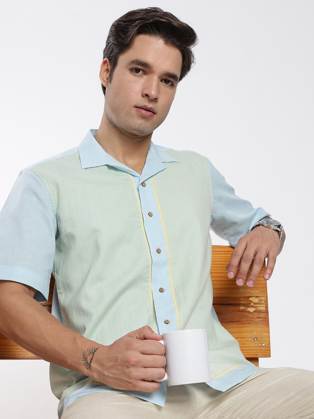 Eron Cuban Collar Lounge Shirt