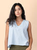 Vezee - Blue Sleeveless V neck Top