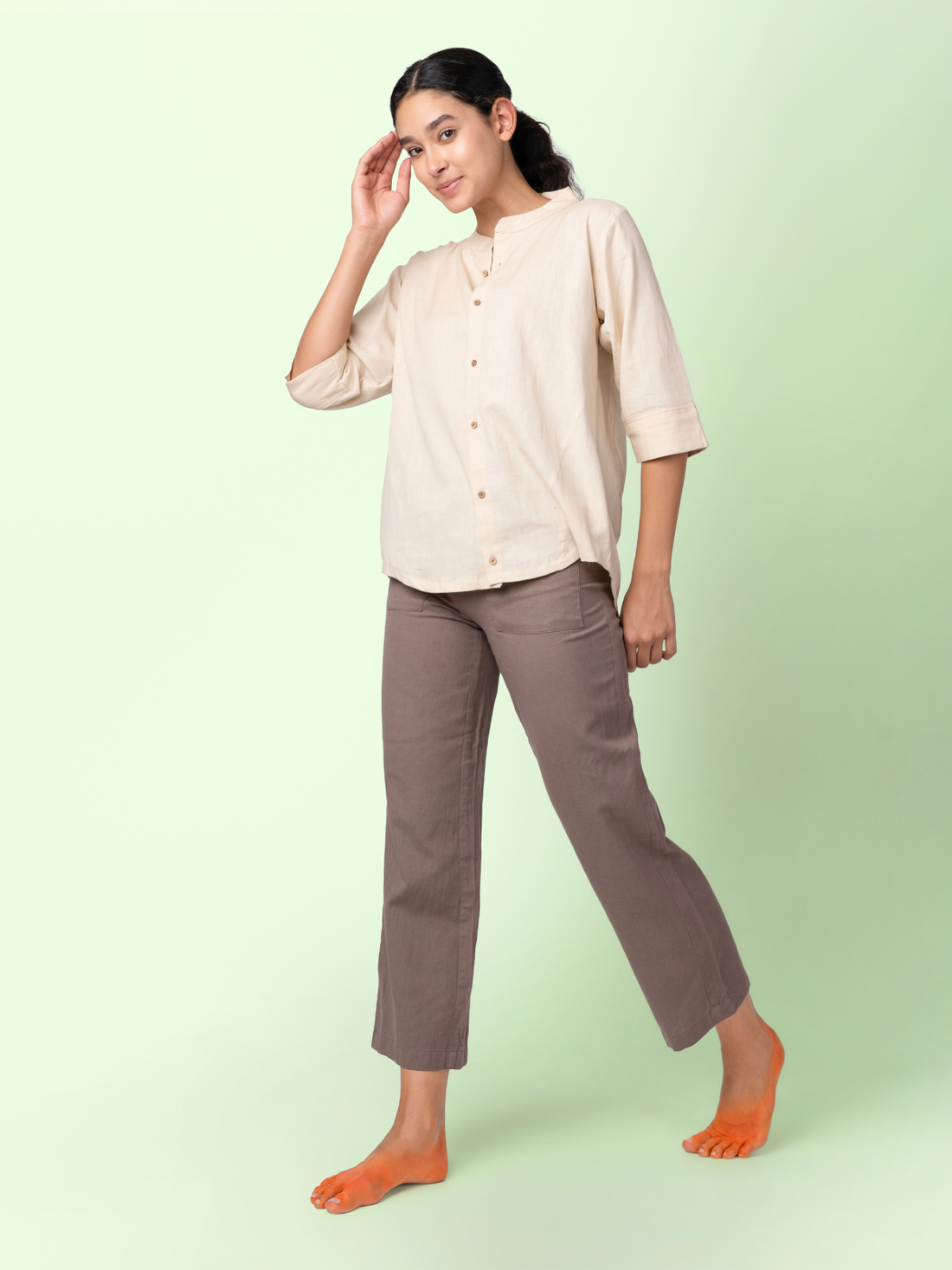 Taube - Beige Shirt with Mandarin collar