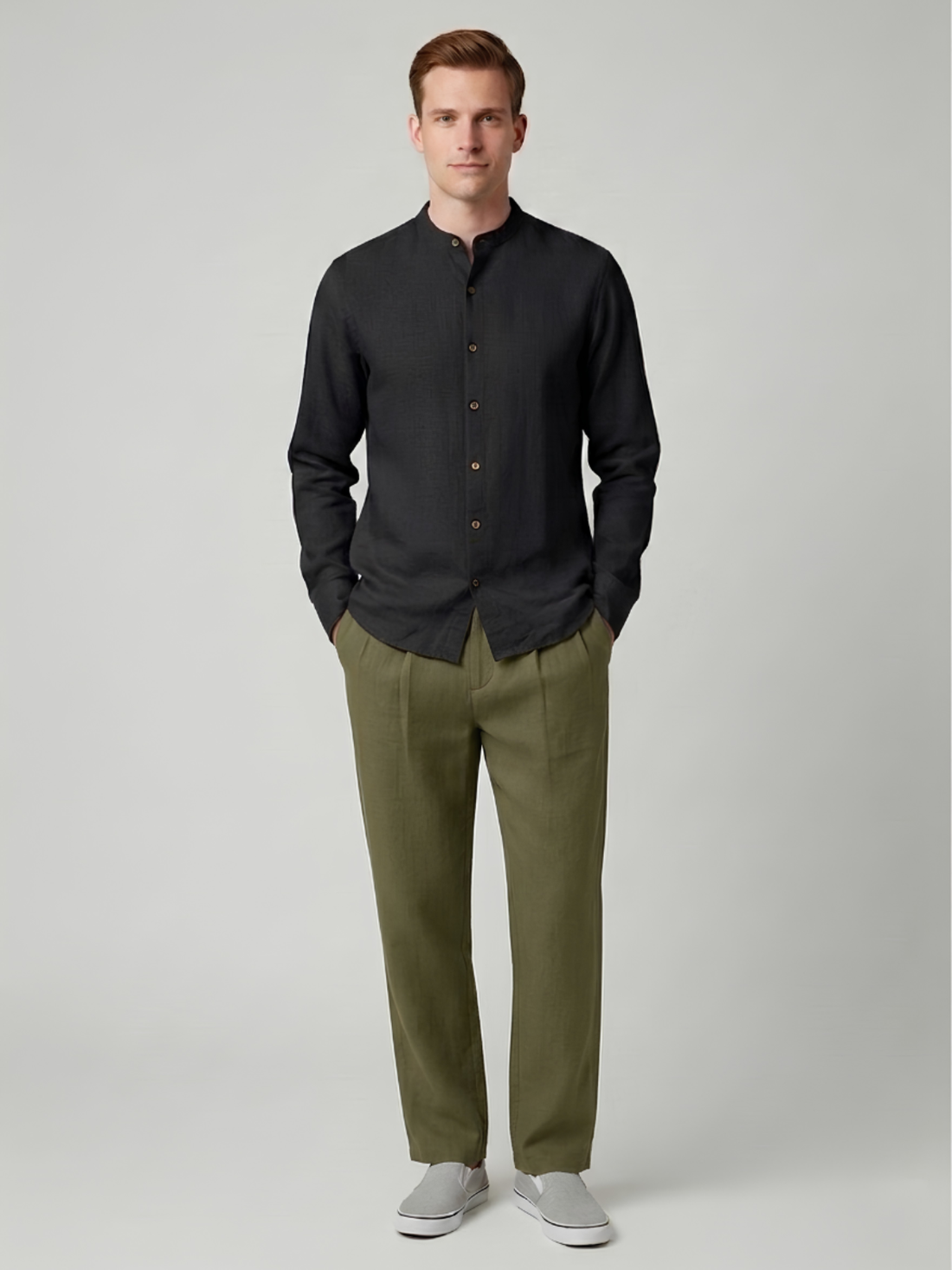 Kaza - Black Shirt with Mandarin collar