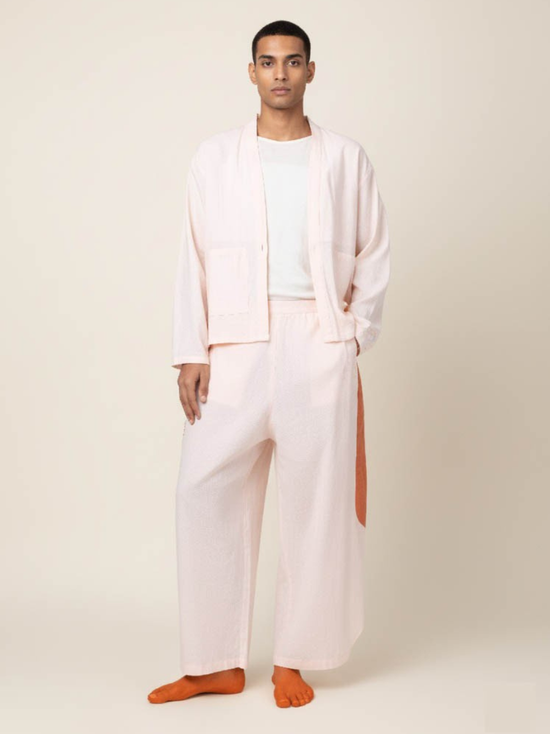 Tipa - Pink Flowy Pants with Side Panel