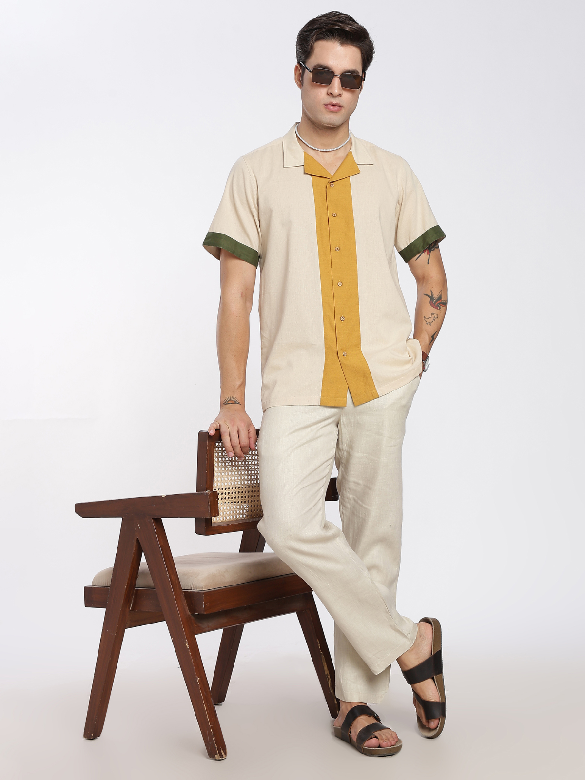 Arlo Cuban Collar Panelled Shirt thumbnail 2