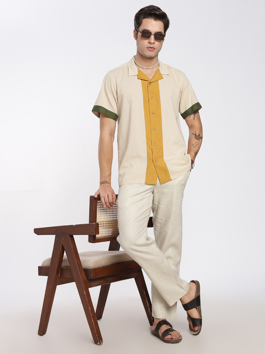 Arlo Cuban Collar Panelled Shirt