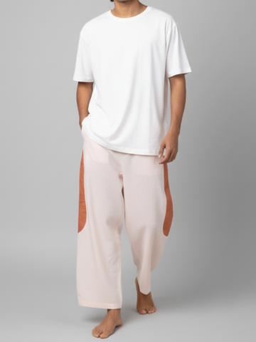 Tipa - Pink Flowy Pants with Side Panel