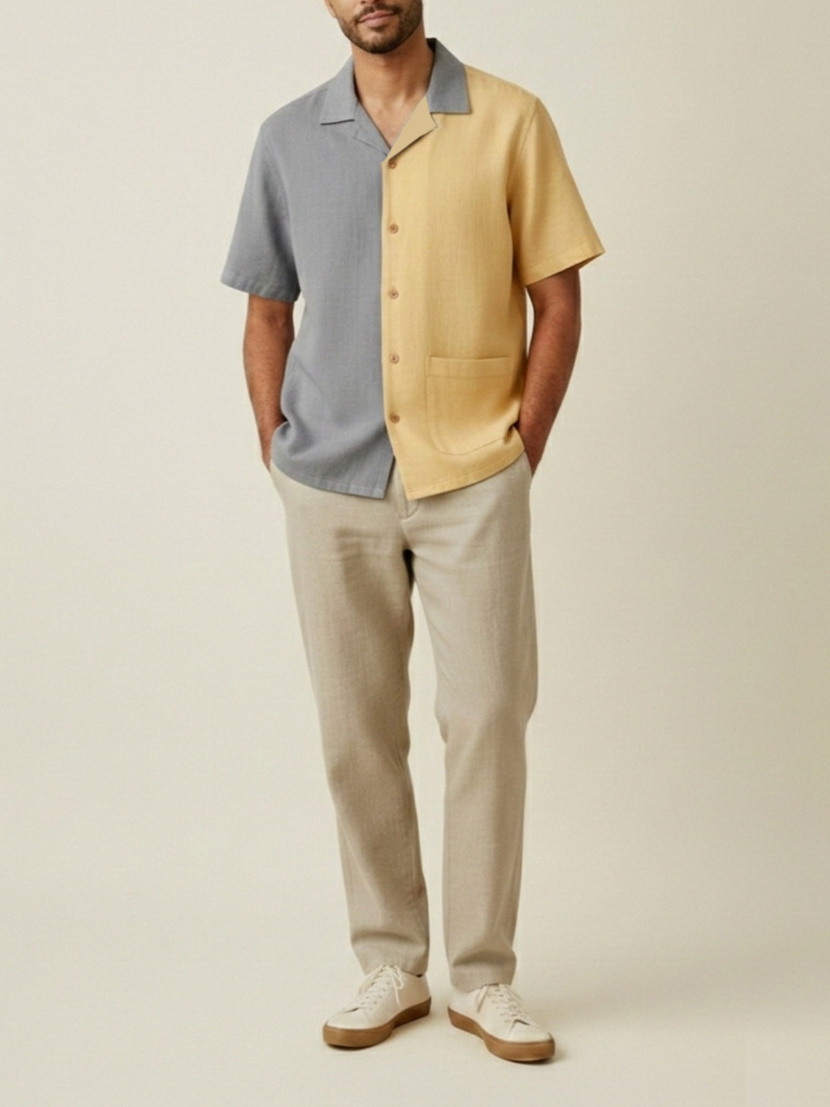 Arden Duo-color Cuban Collar Shirt