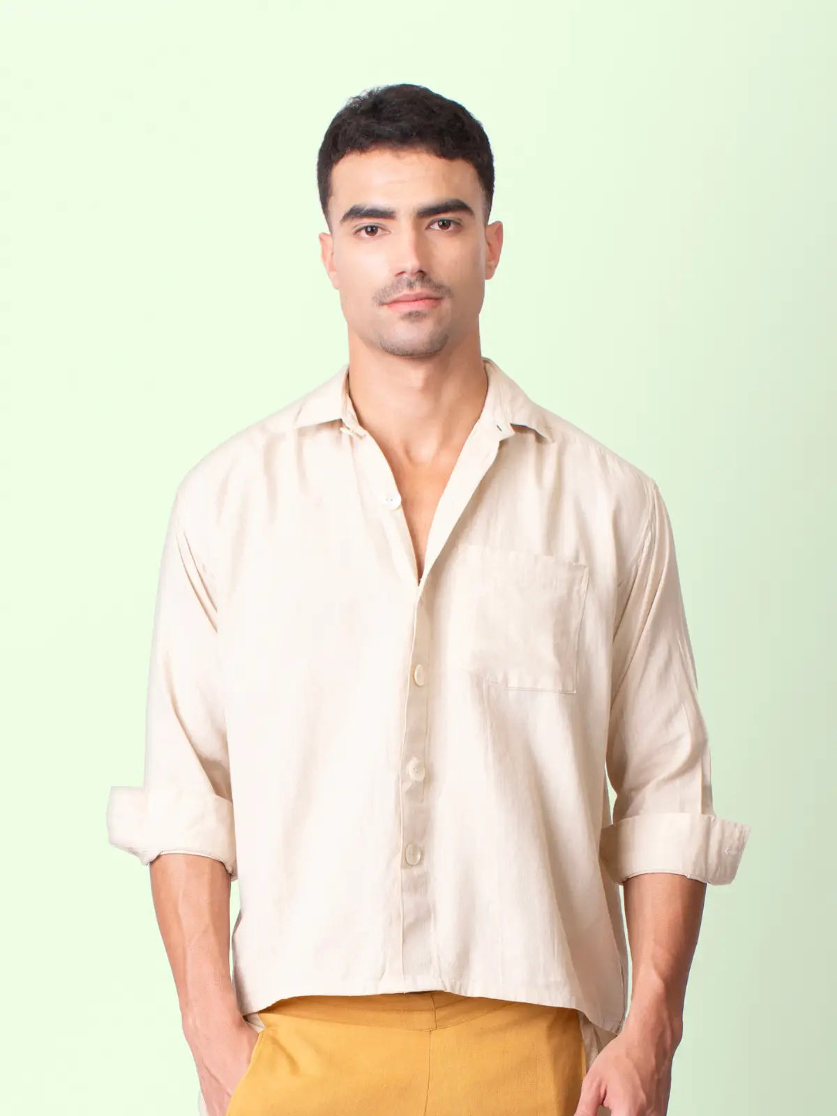 Kaya - Beige Drop Shoulder Shirt
