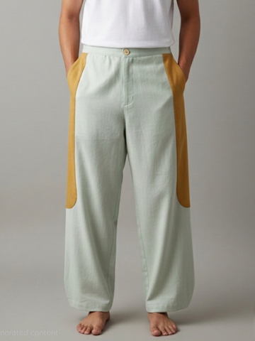 Tipa - Green Flowy Pants with Side Panel