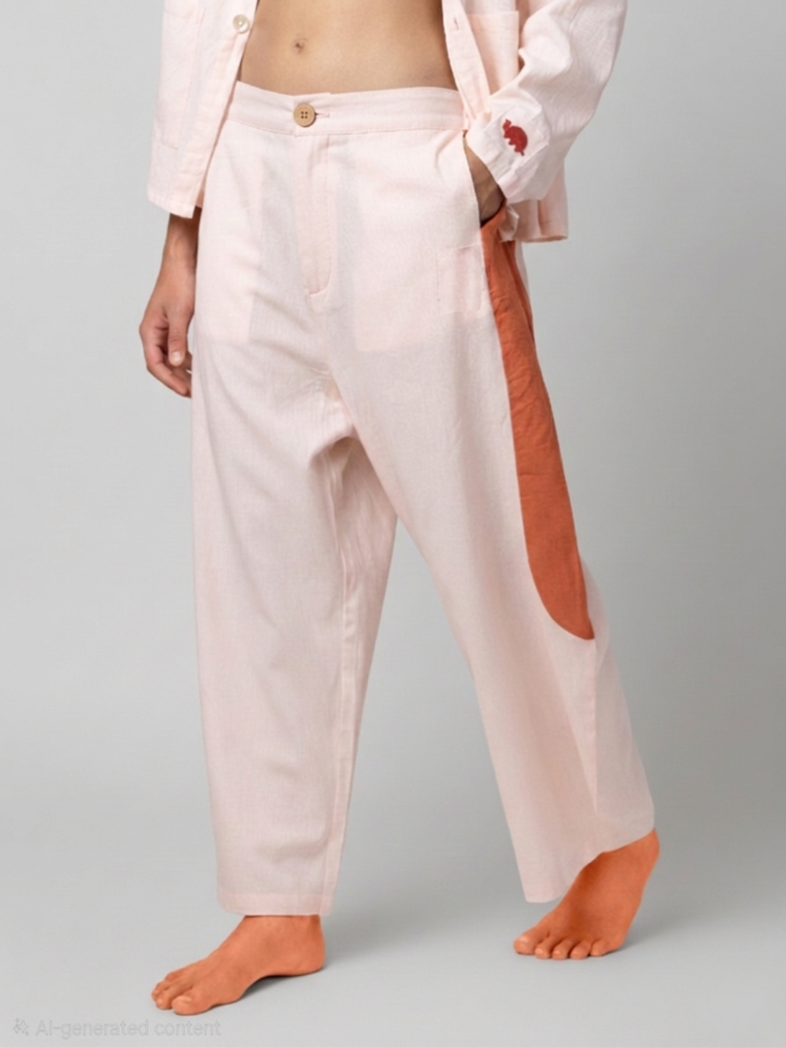 Tipa - Pink Flowy Pants with Side Panel