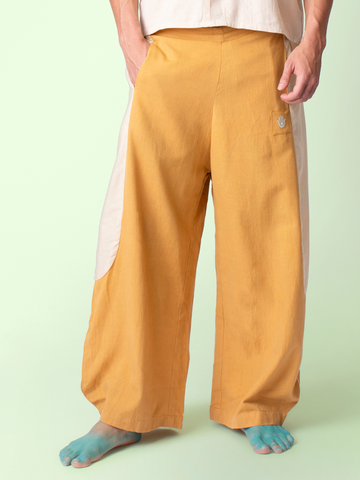 Tipa - Mustard Flowy Pants with Side Panel