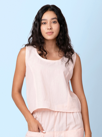 Scoop - Pink  Round Neck Sleeveless Top
