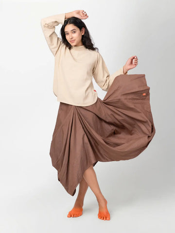 Hary - Brown Draped Harem Skirt