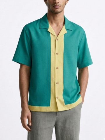 Vexo Cuban Collar Panelled Shirt