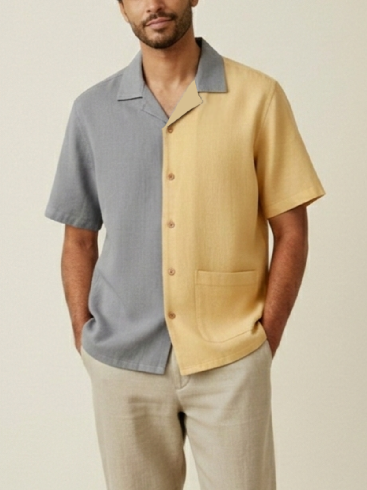 Arden Duo-color Cuban Collar Shirt image 2