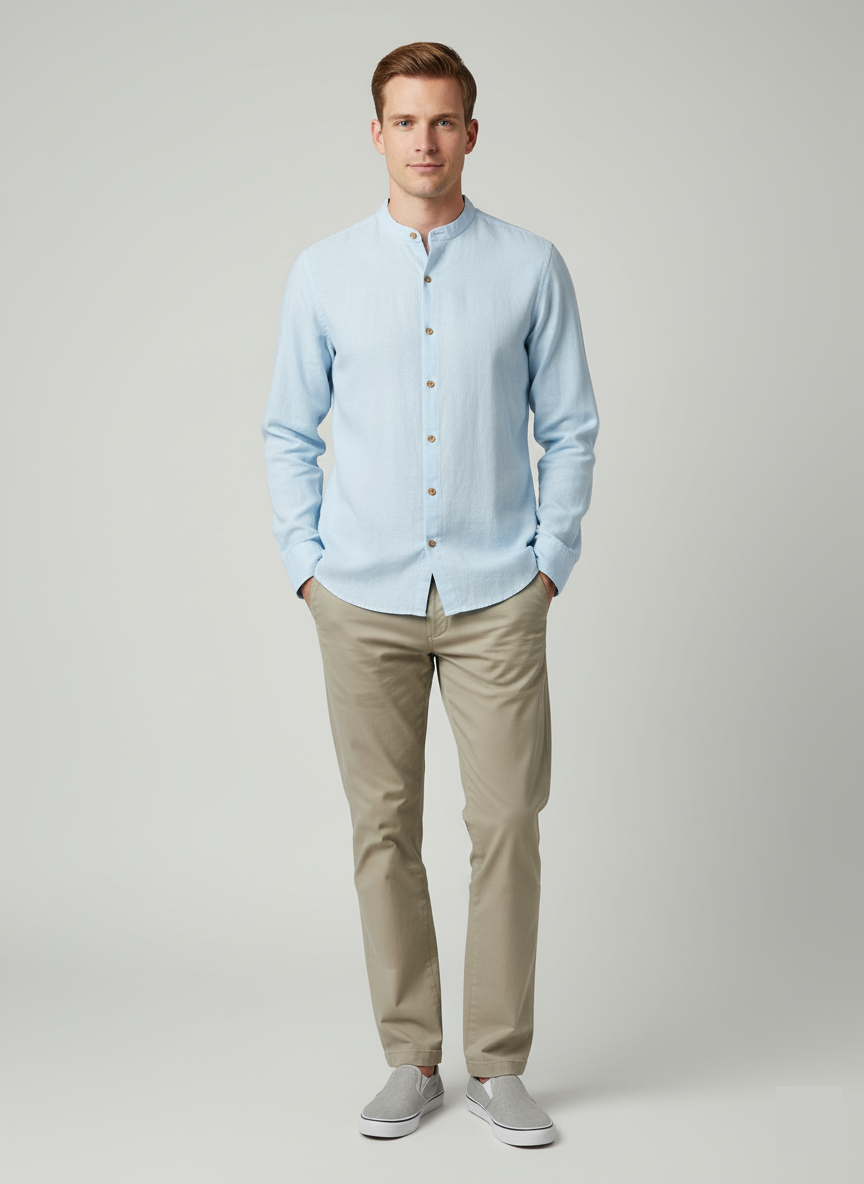 Kaza - Blue Shirt with Mandarin collar