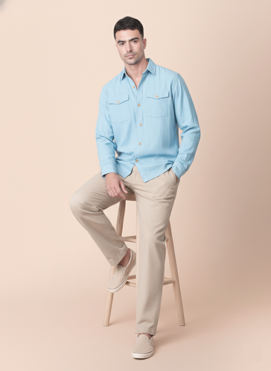 Canyon - Blue Shirt with Flap Pockets