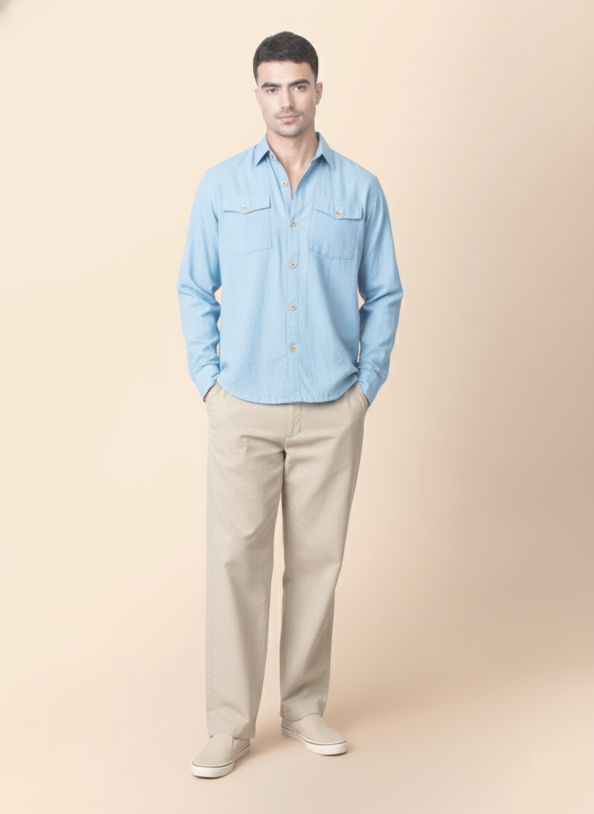 Canyon - Blue Unisex Shirt with Flap Pockets