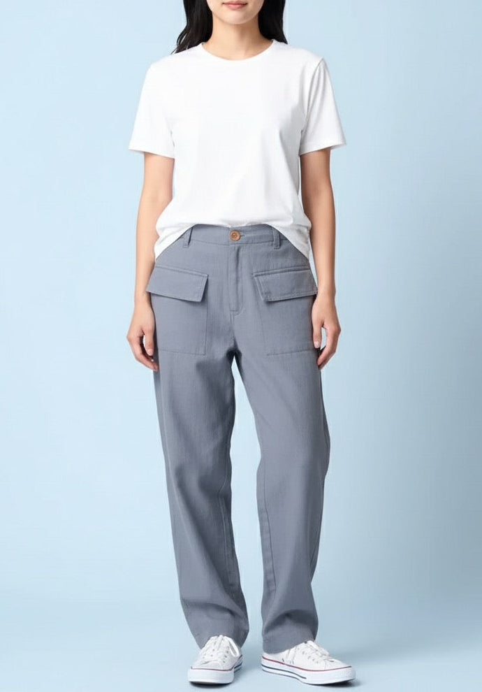 Juno - Gray Patch Pocket Pants