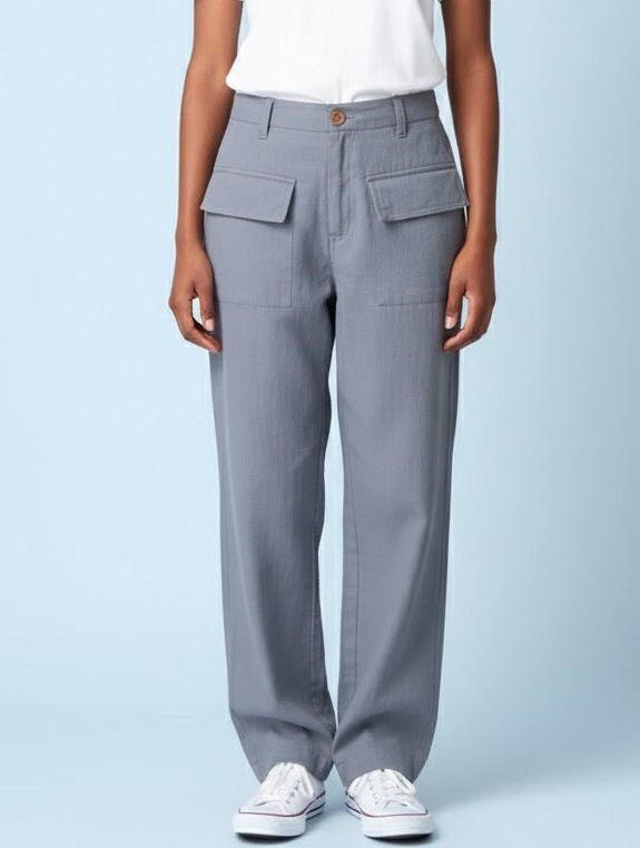 Juno - Gray Patch Pocket Pants