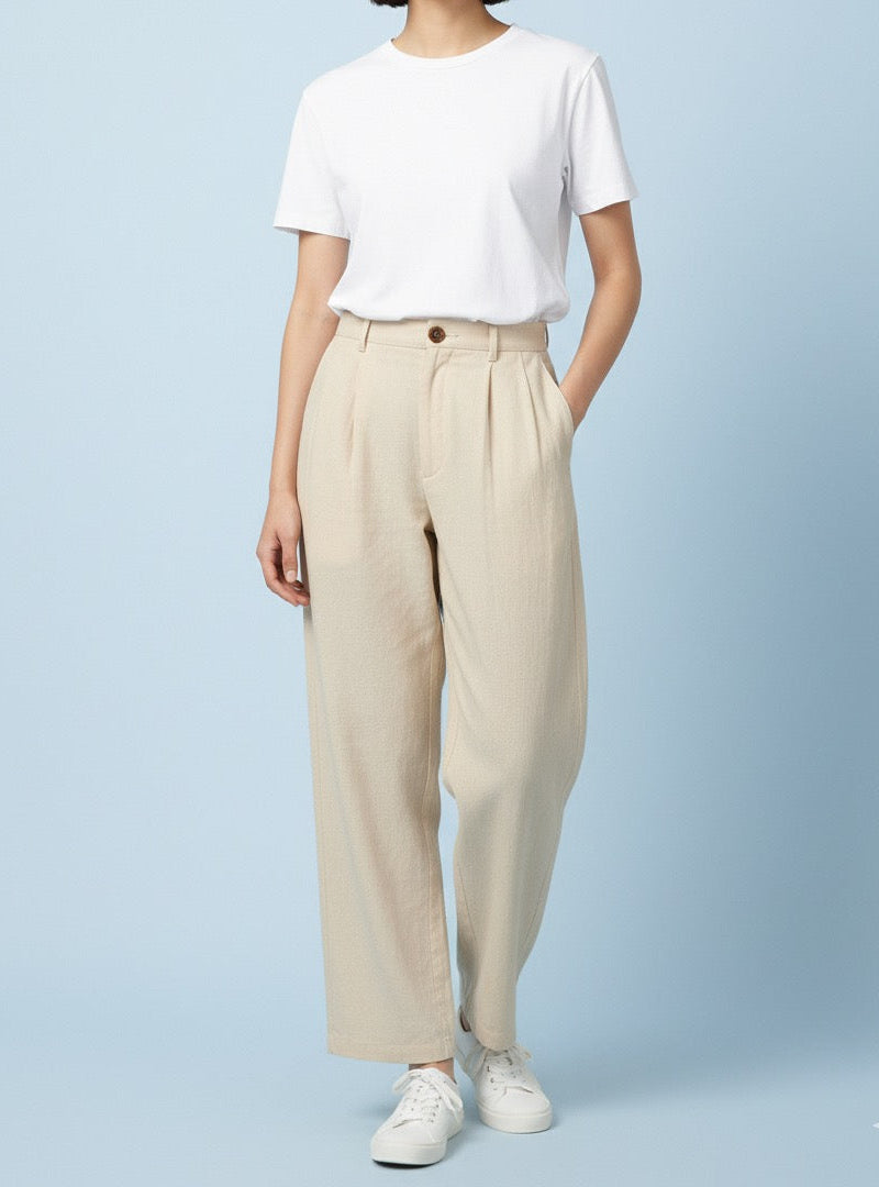 Mars - Beige Pleated Pants
