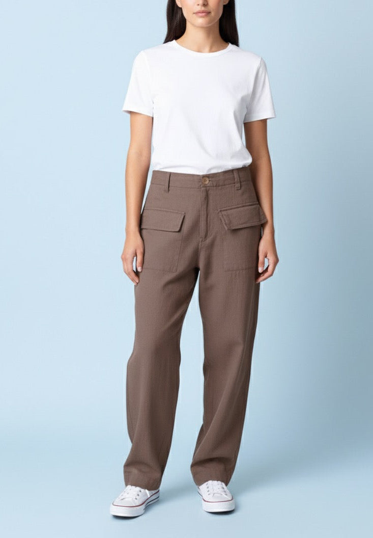 Juno - Brown Patch Pocket Pants