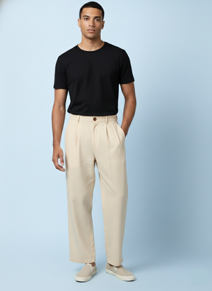 Mars - Beige Pleated Pants