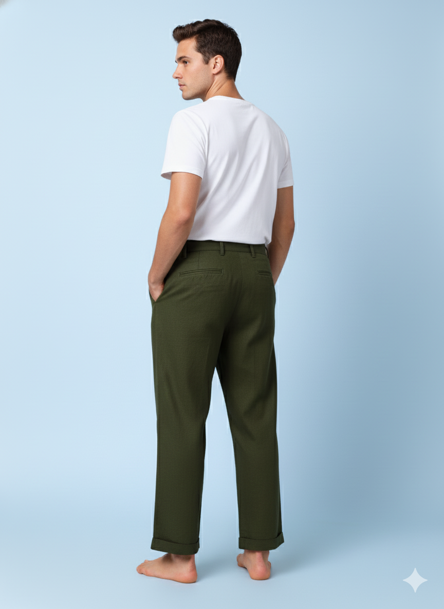 Mars- Olive Pleated Pants